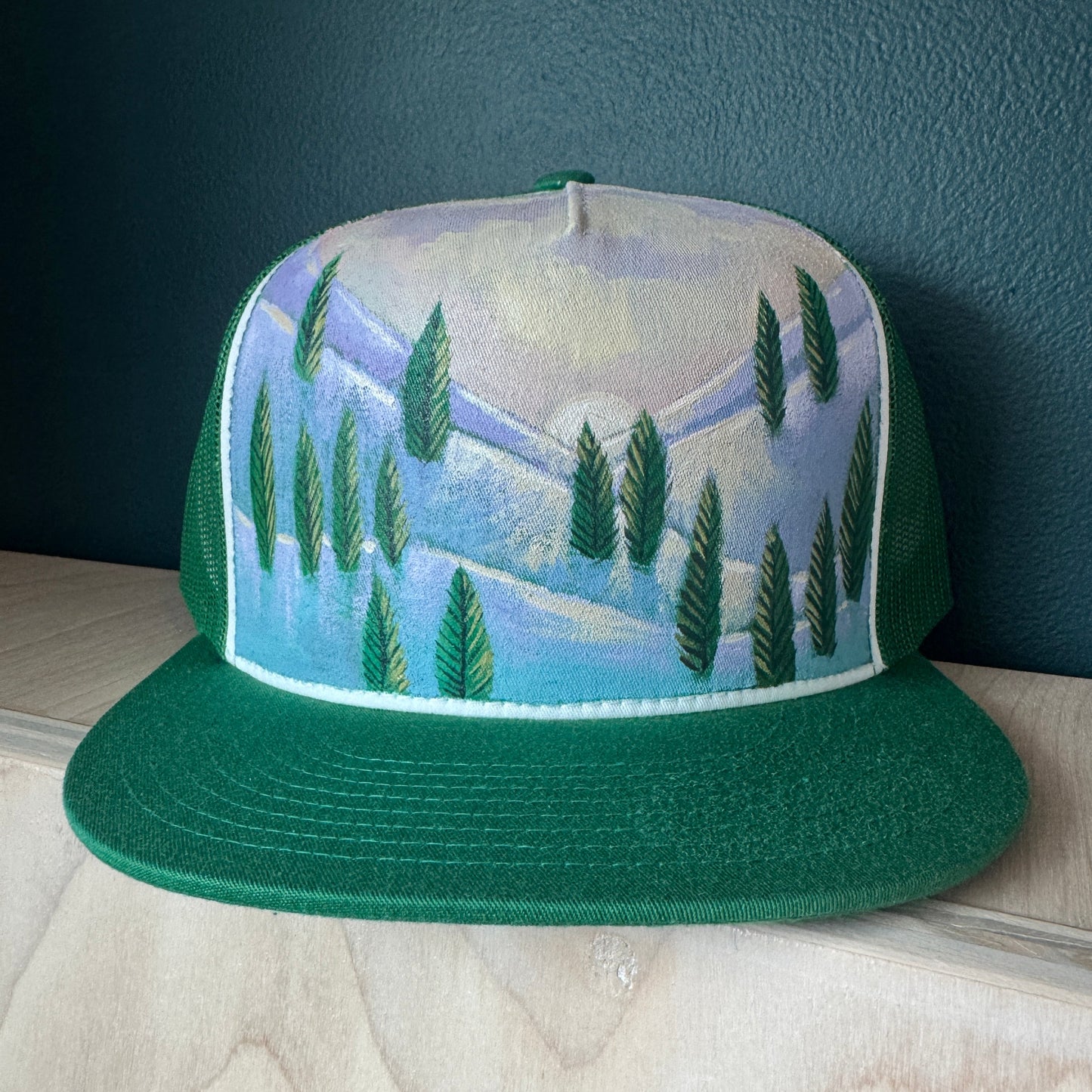 "Snowy Hillsides" Hand Painted Hat