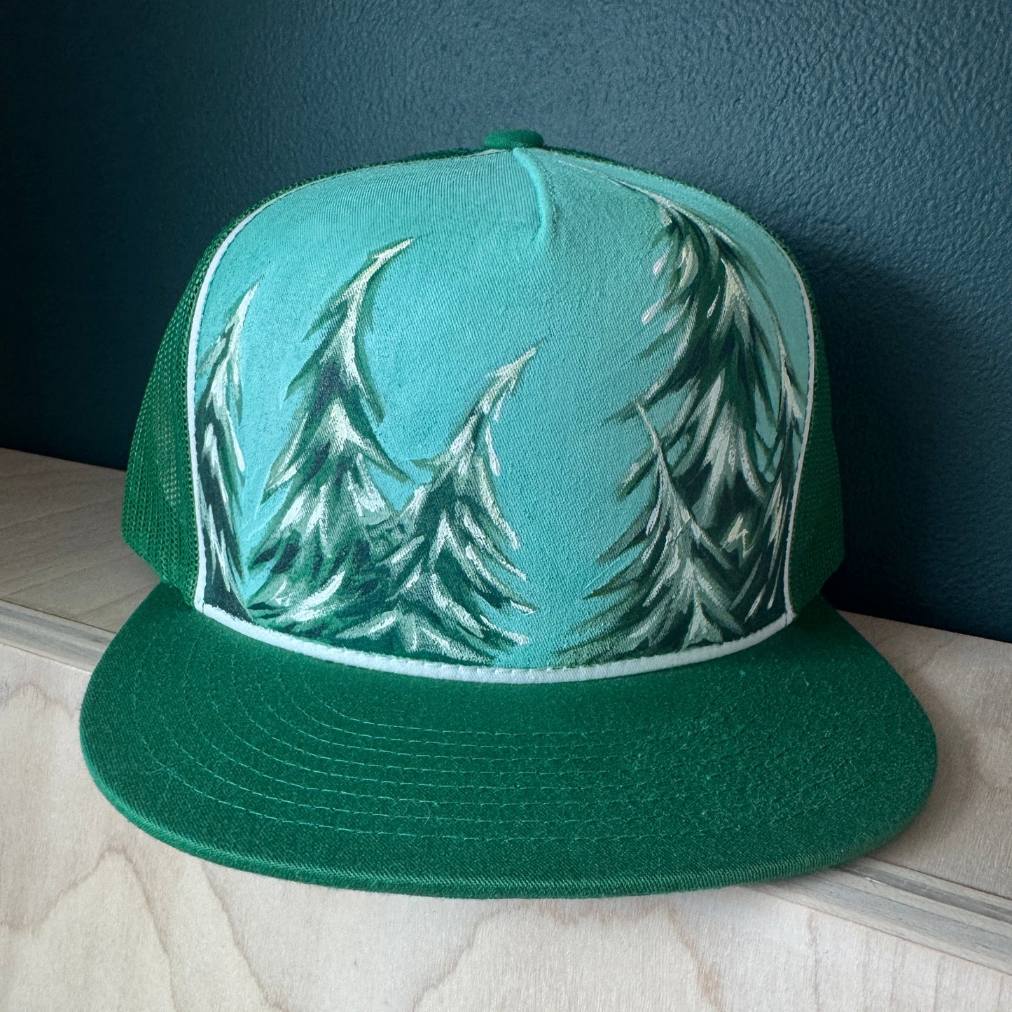 "Snowy Pines" Hand Painted Hat