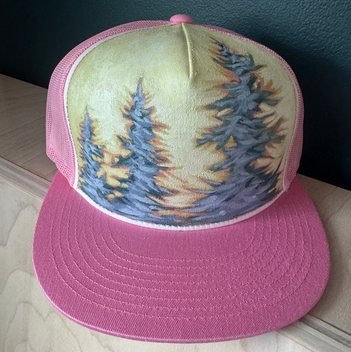 "Pink Winter Trees" Hand Painted Hat