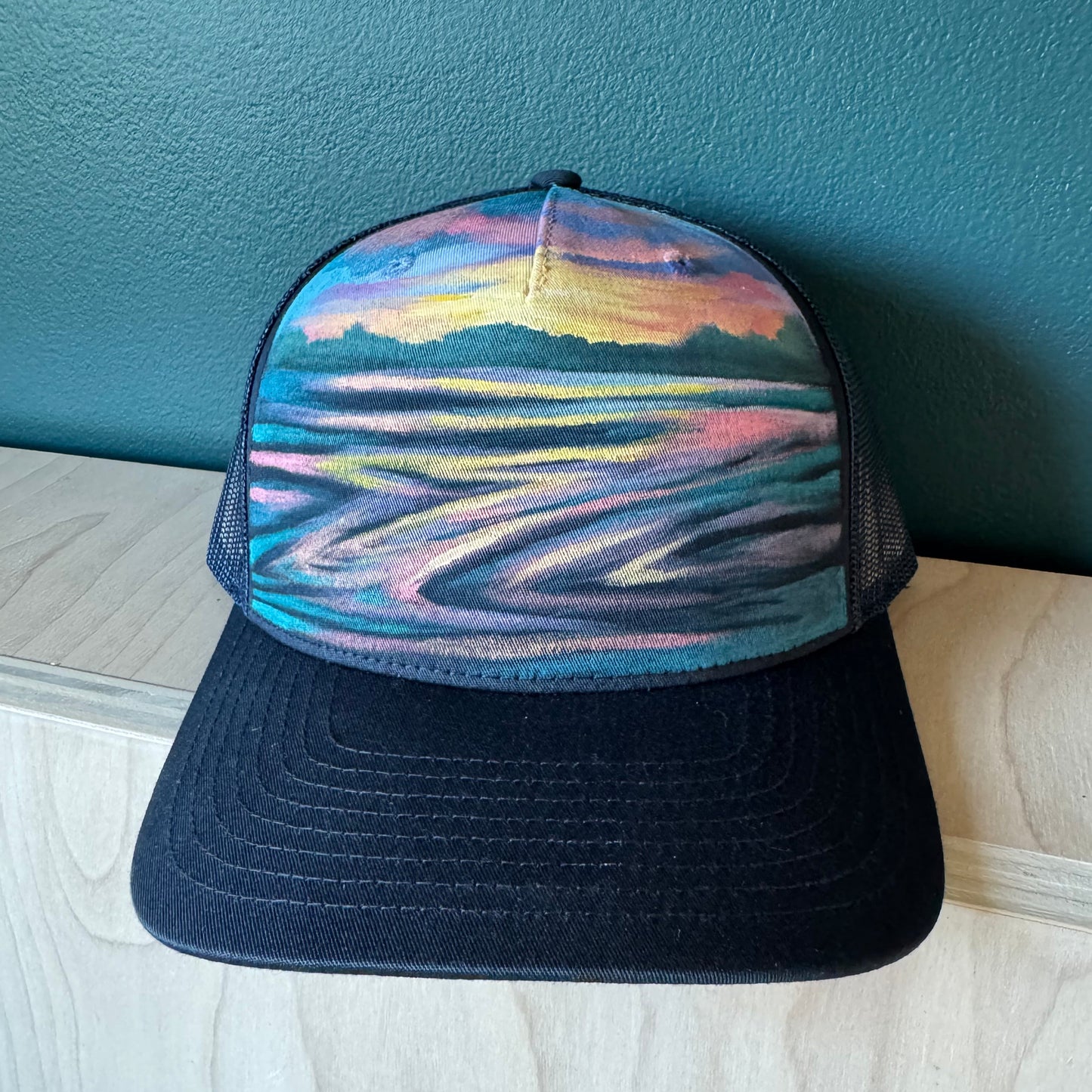 "Sunset and Ripples" Hand Painted Hat