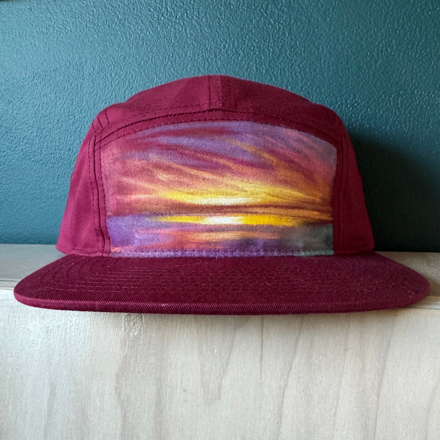 "Sundown on Berry Red" Hand Painted Hat