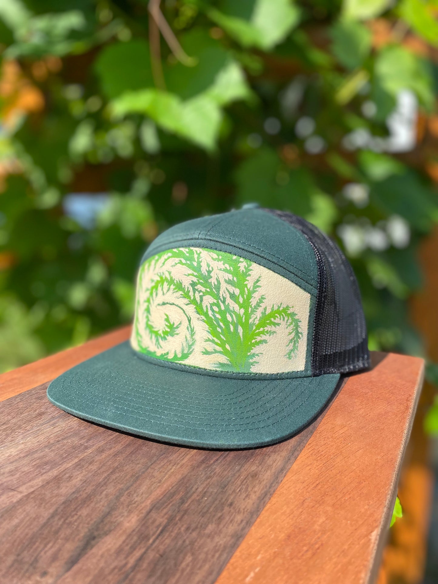 "Fern Unfurling" Hand Painted Hat