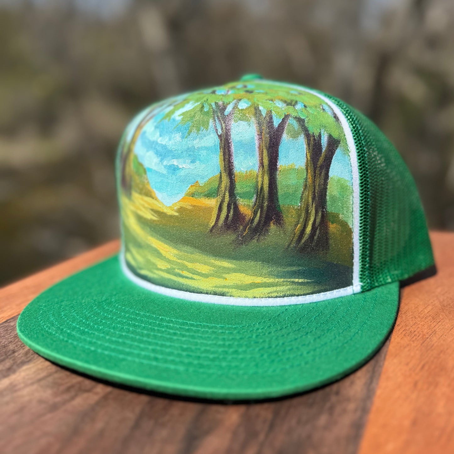 "Treelined Path" Hand Painted Hat