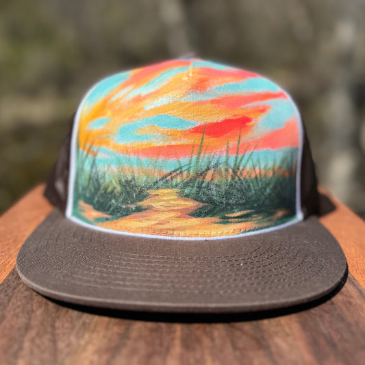 "Sunset Beach" Hand Painted Hat