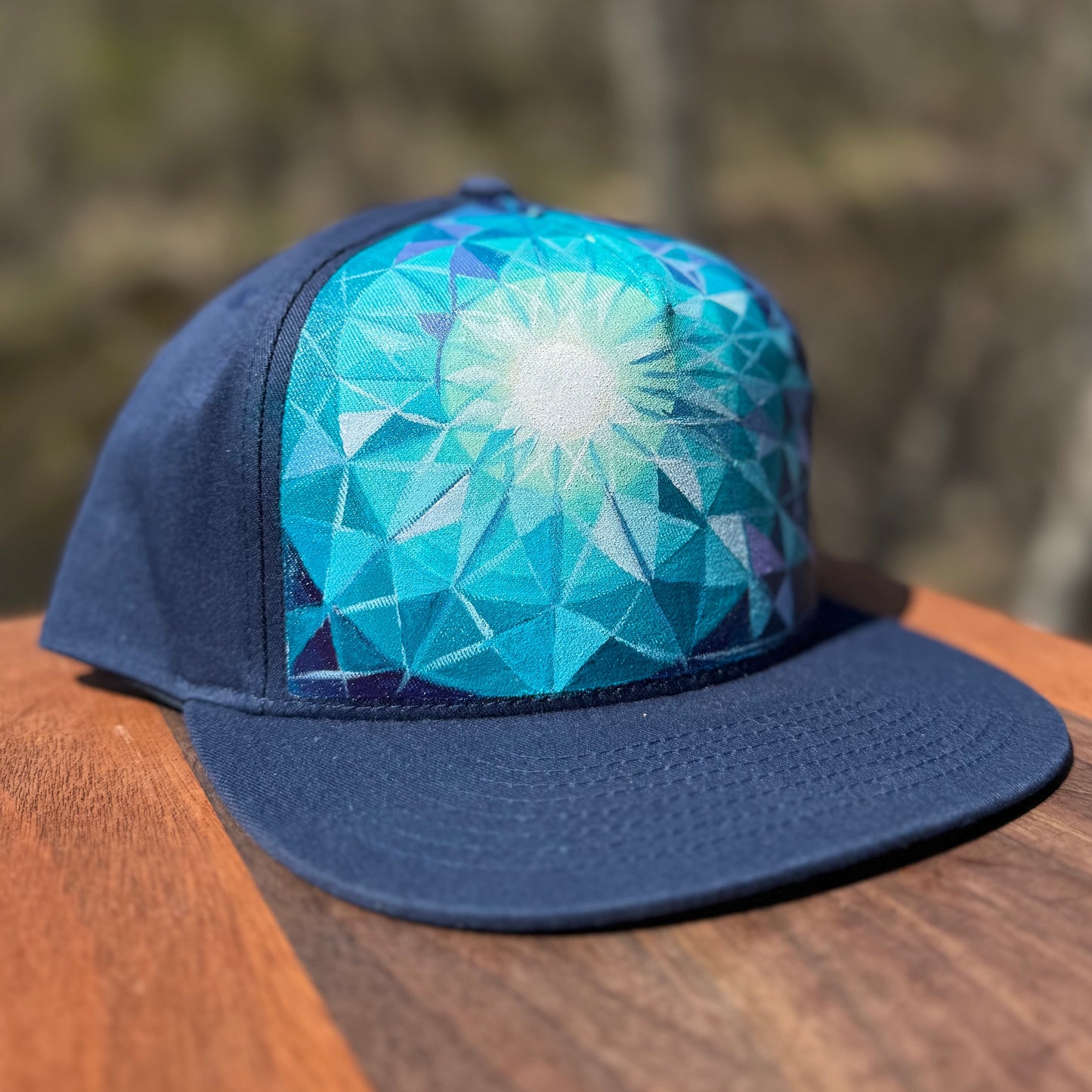 "Fractal Blue" Hand Painted Hat