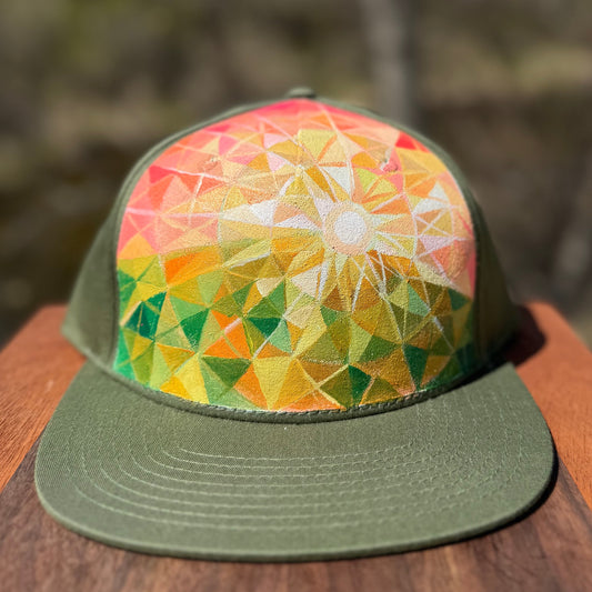 "Sunrays on Green" Hand Painted Hat