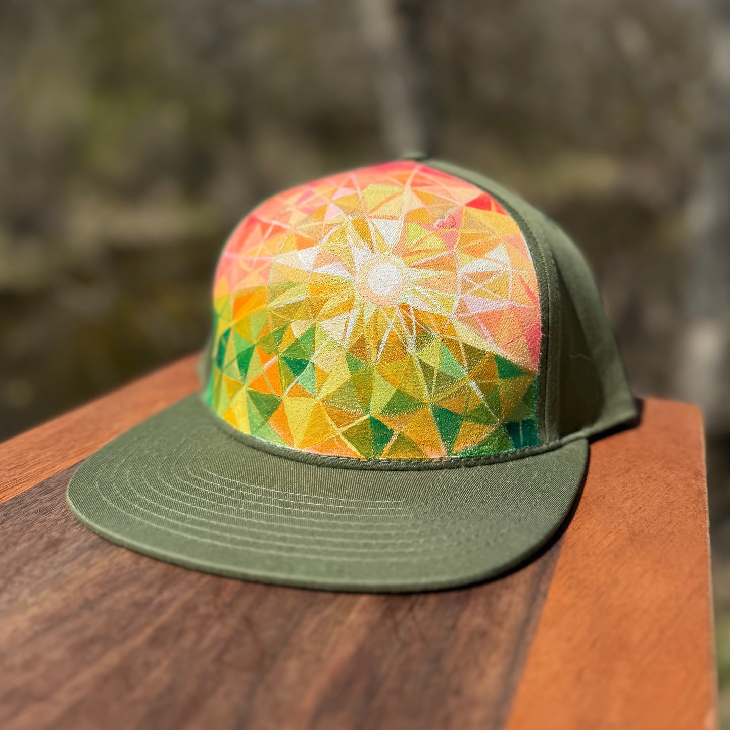 "Sunrays on Green" Hand Painted Hat