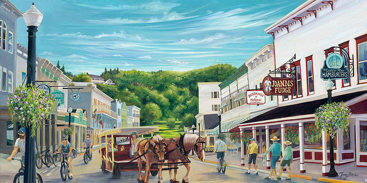 Downtown Mackinac' Giclee Canvas Reproduction