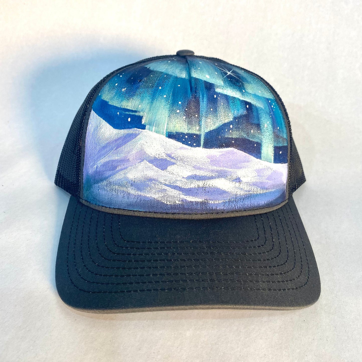 "Glow in the Dark Northern Lights" Hand Painted Hat