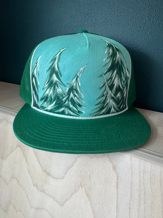 "Snowy Pines" Hand Painted Hat