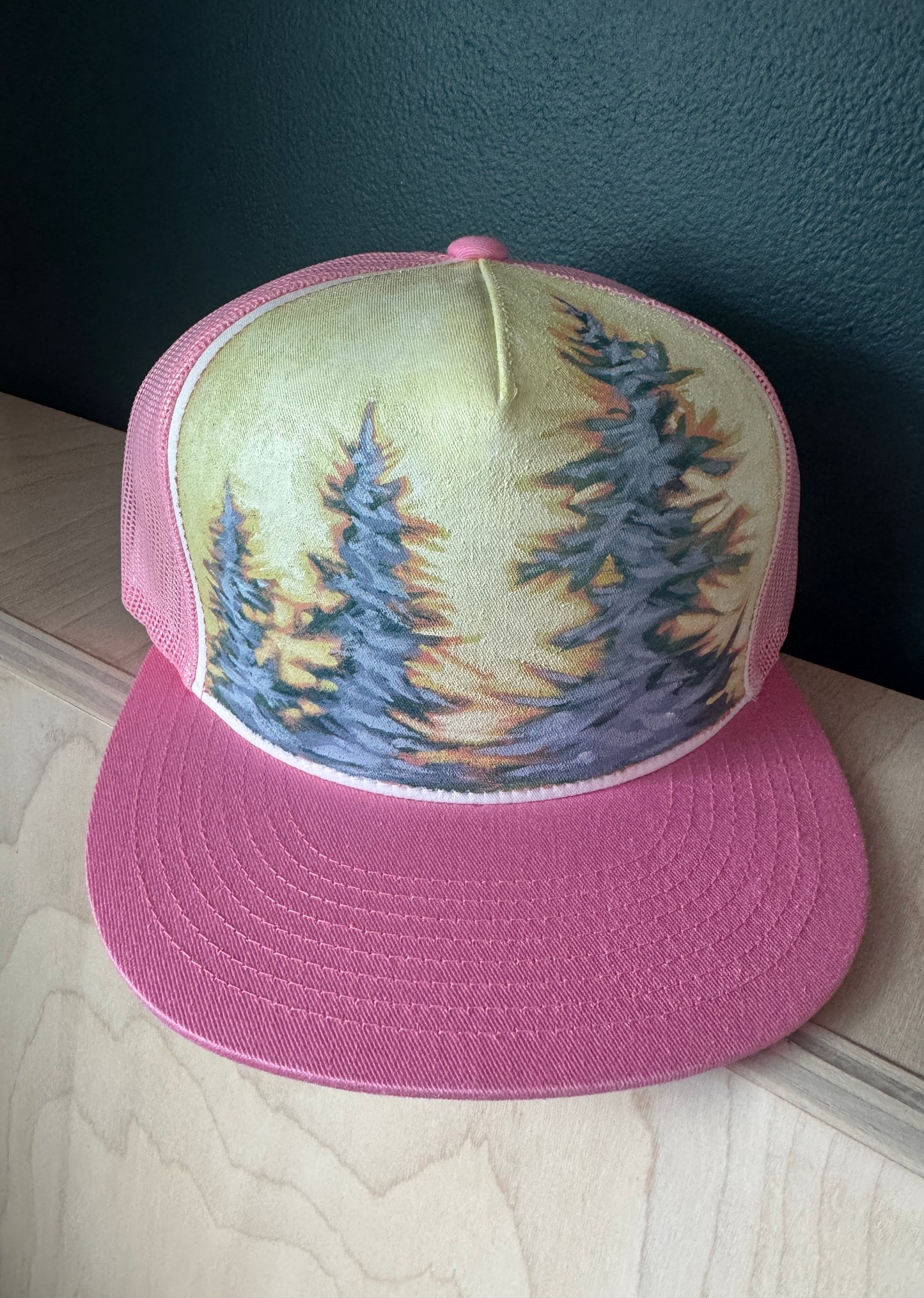 "Pink Winter Trees" Hand Painted Hat