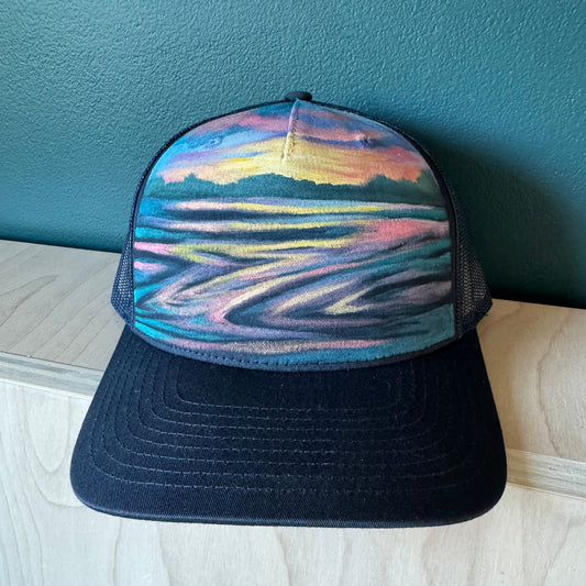 "Sunset and Ripples" Hand Painted Hat