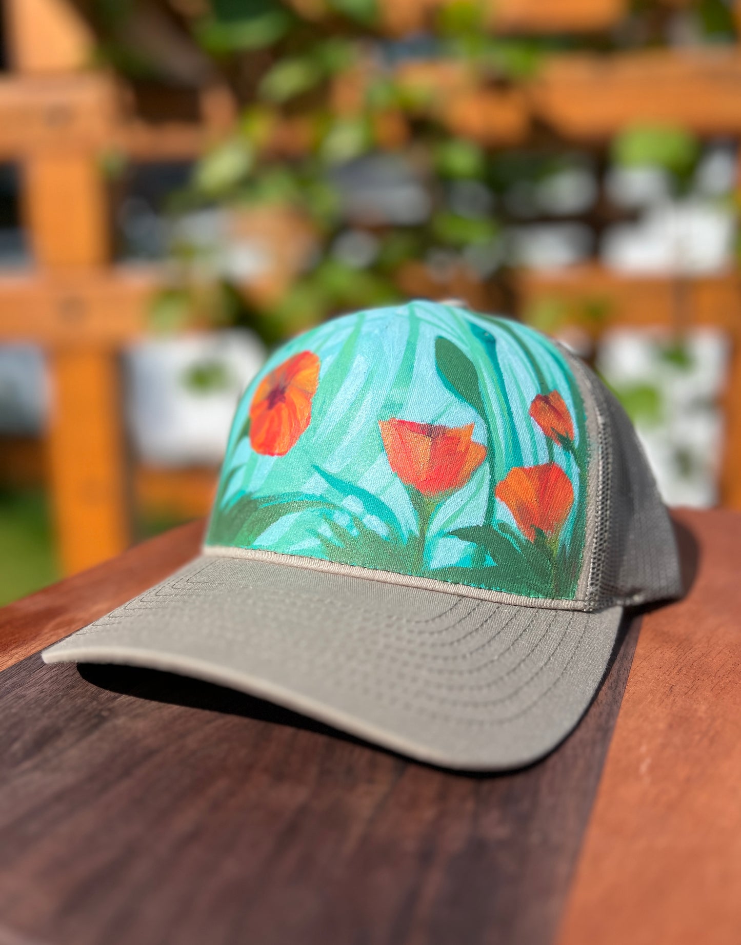 "Poppy Blooms" Hand Painted Hat