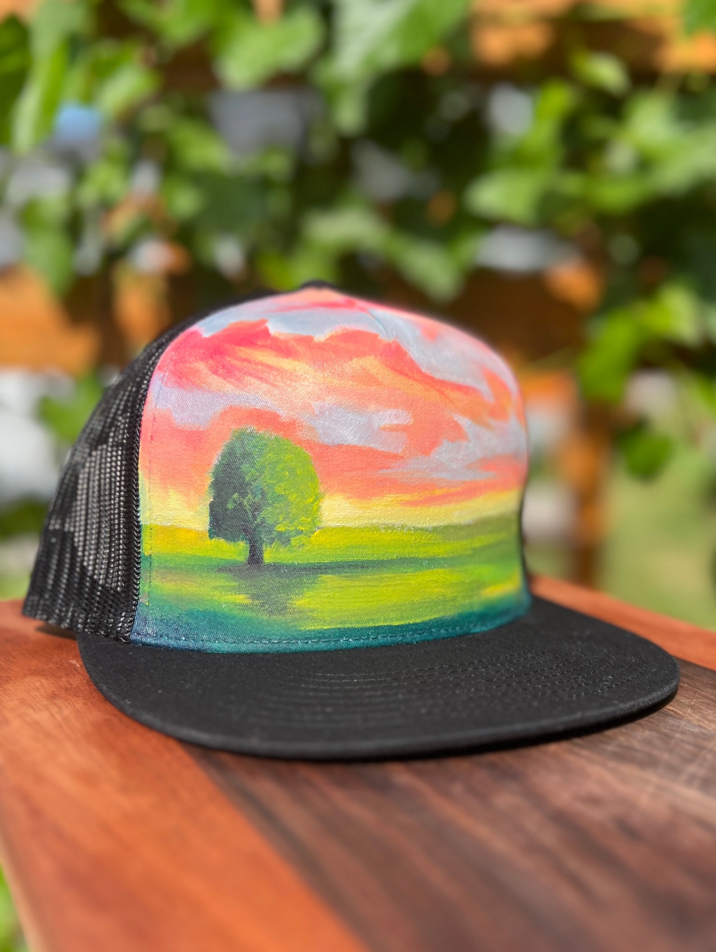 "Tree at Sunset" Hand Painted Hat