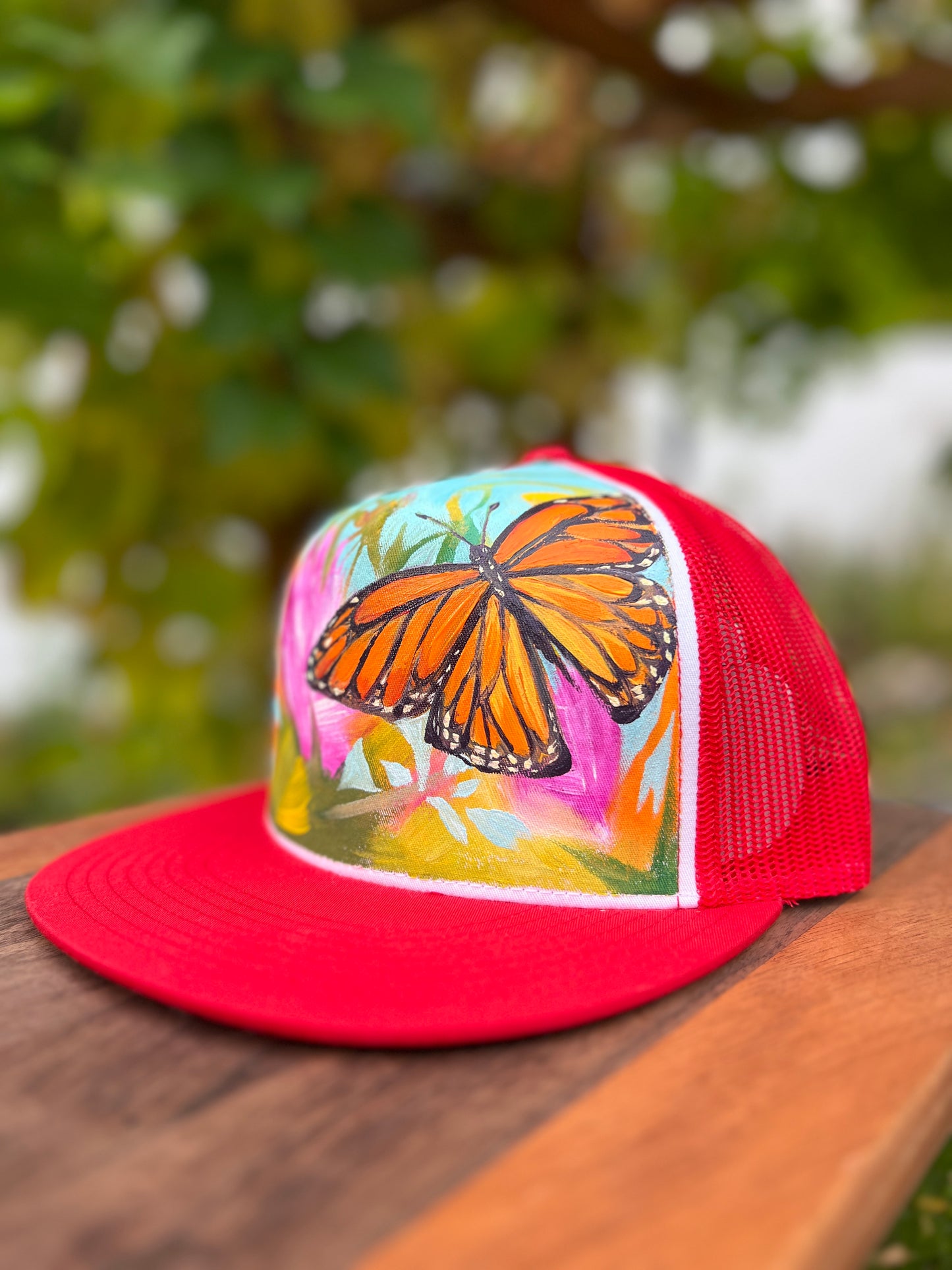 "Monarch Garden" Hand Painted Hat