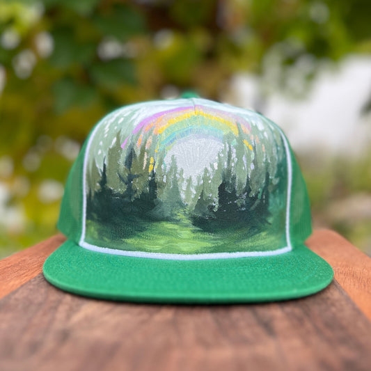 "Rainbow Forest" Hand Painted Hat