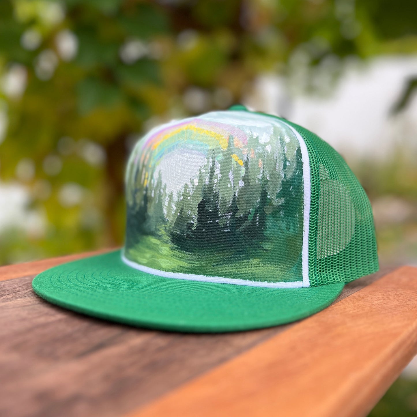 "Rainbow Forest" Hand Painted Hat