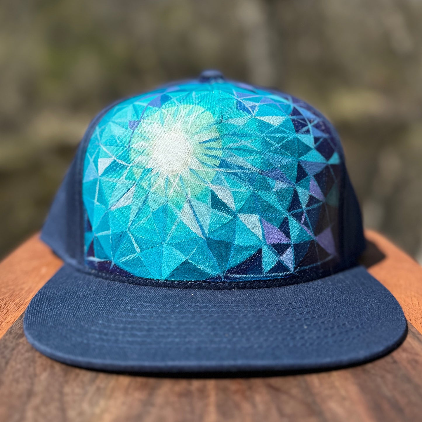 "Fractal Blue" Hand Painted Hat