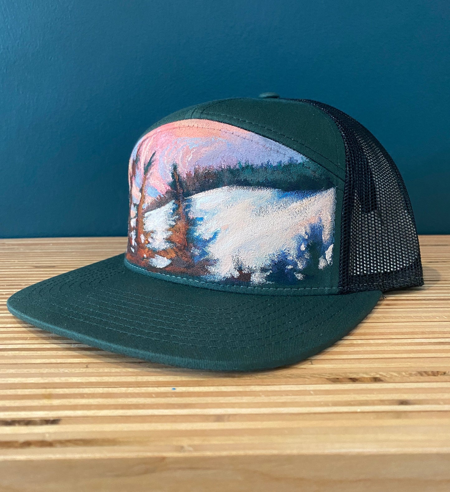 "Snowy Hills" Hand Painted Hat