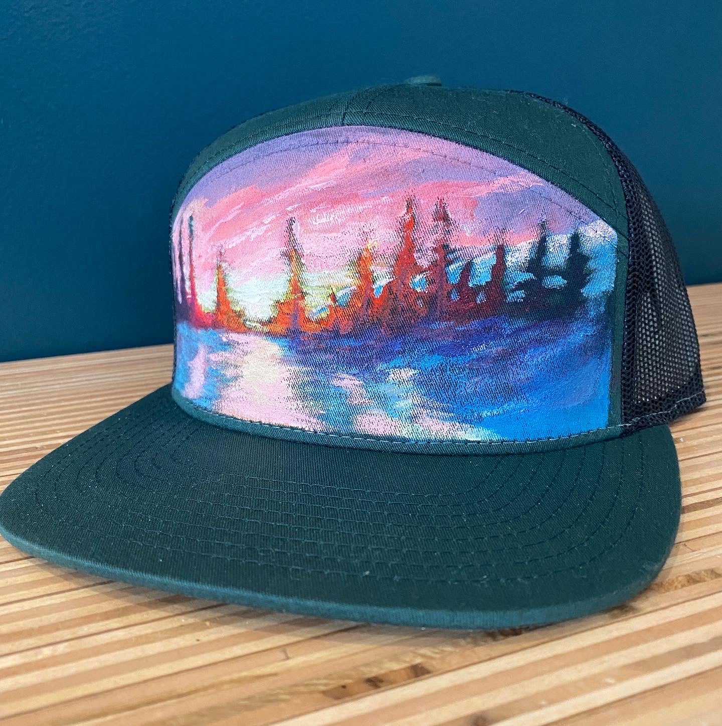 "Pine Glow" Hand Painted Hat