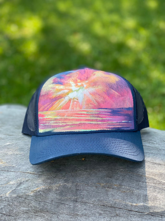 "Brilliant Sunset" Hand Painted Hat