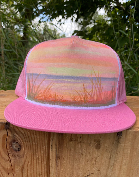 "Pink Sunset" Hand Painted Hat