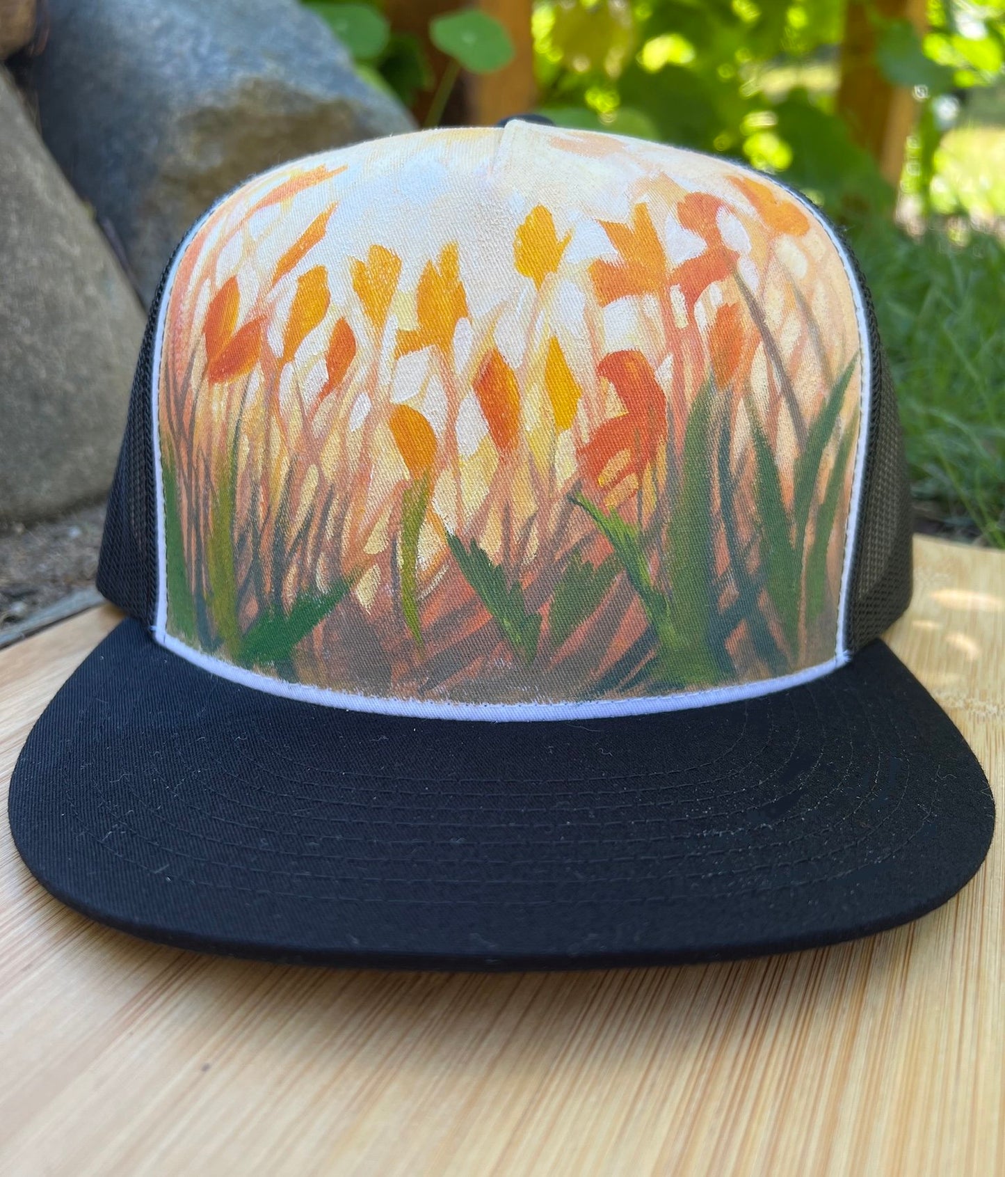 "Sunlit Poppies" Hand Painted Hat