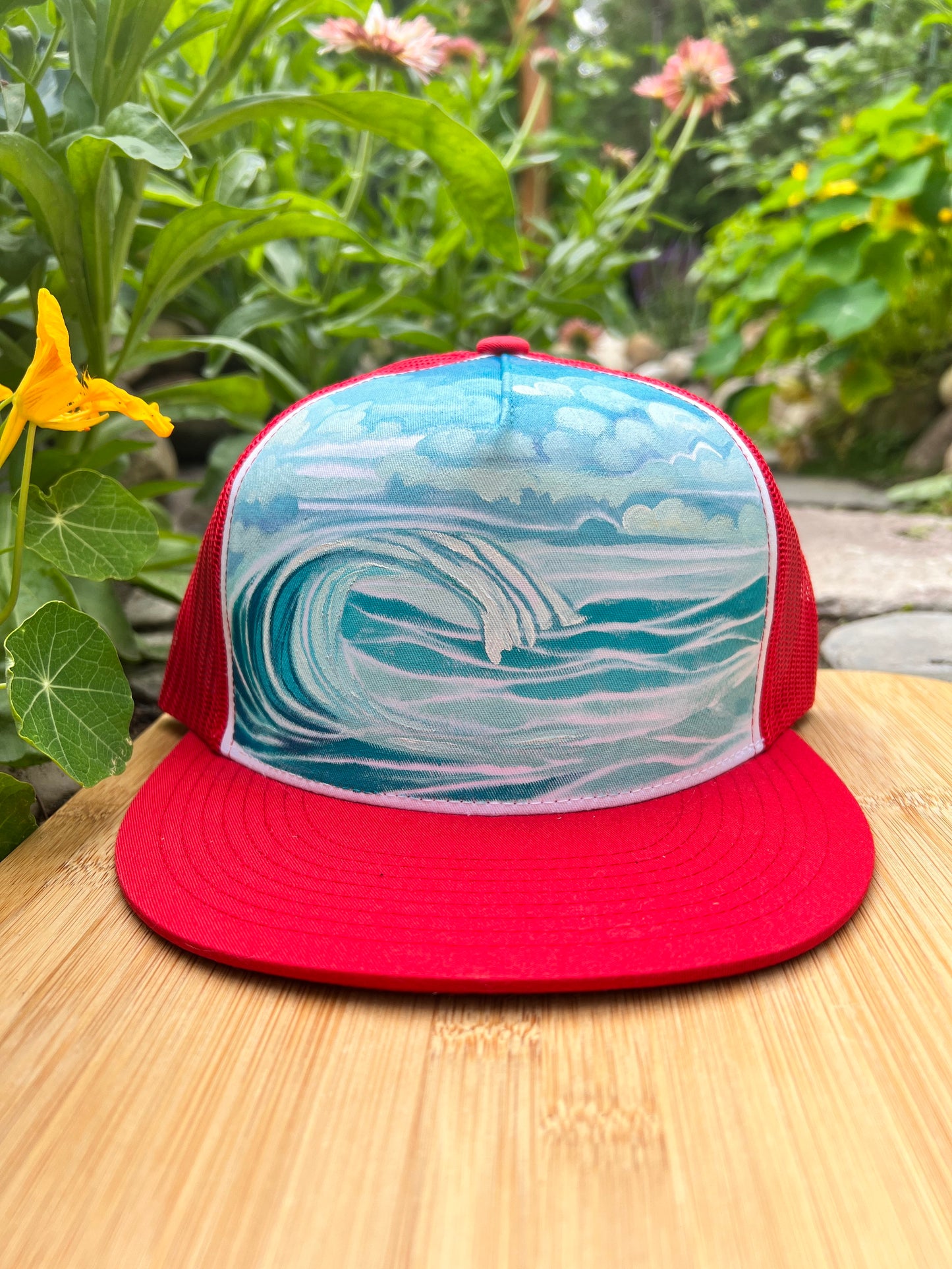 "Big Blue Wave" Hand Painted Hat