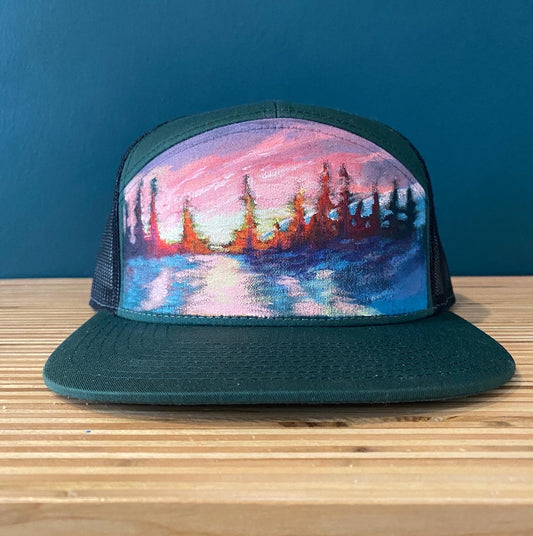 "Pine Glow" Hand Painted Hat