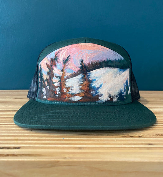 "Snowy Hills" Hand Painted Hat