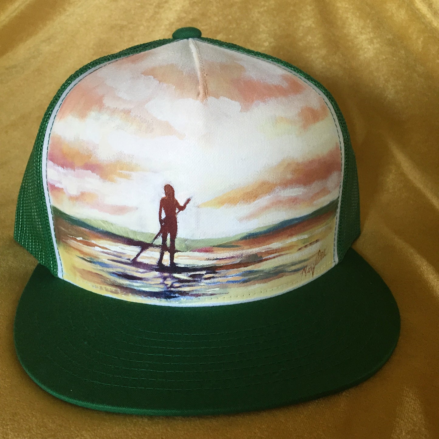"SUP Girl" Hand Painted on Kelly Green Snapback Trucker Hat