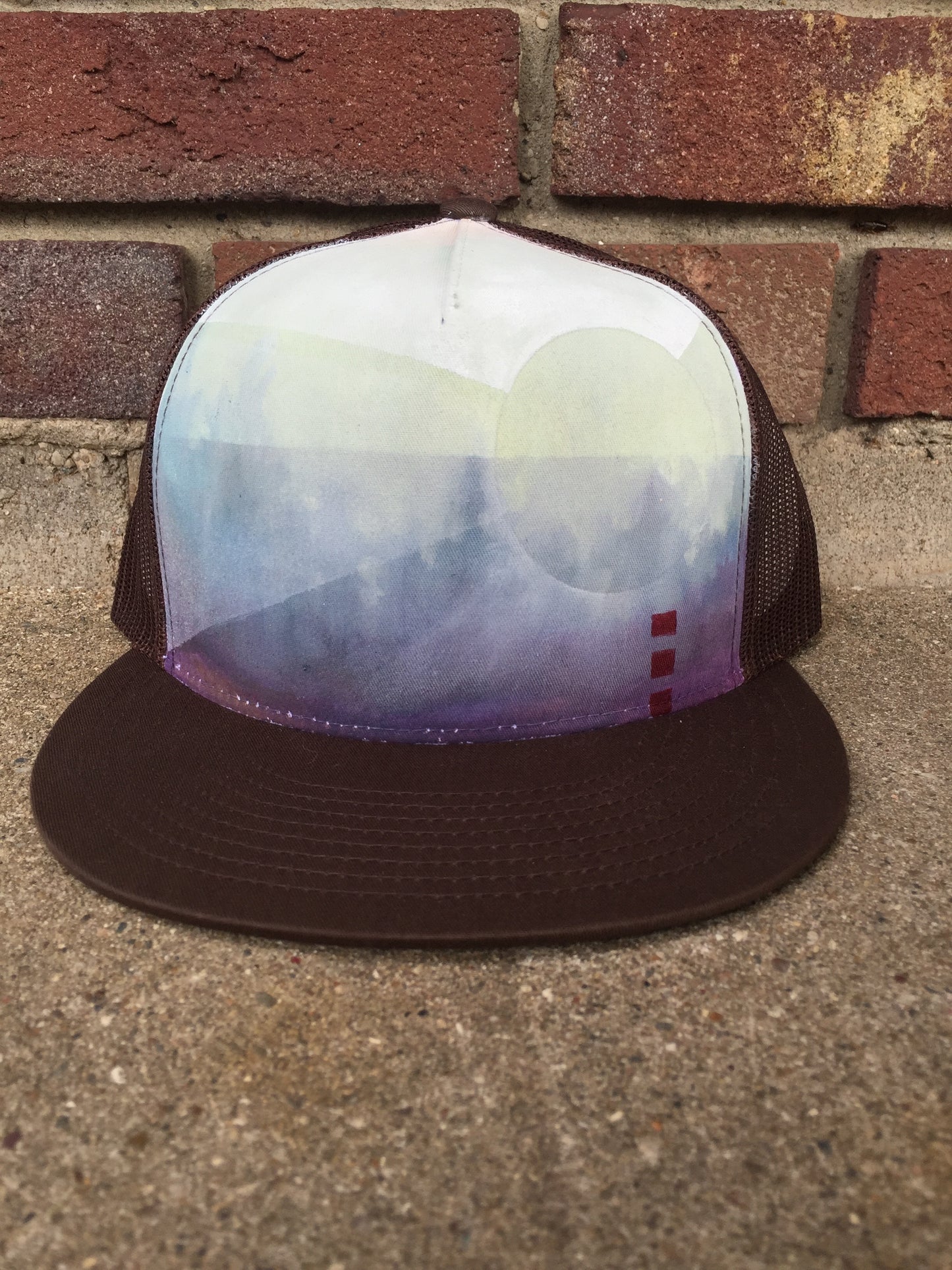 "Nature" Hand Painted on Brown Snapback Trucker Hat