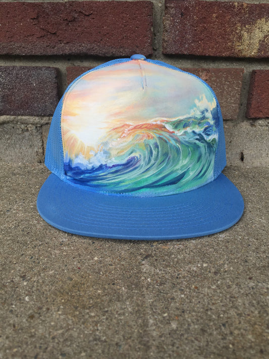 "Big Bright" Hand Painted on Baby Blue Snapback Trucker Hat