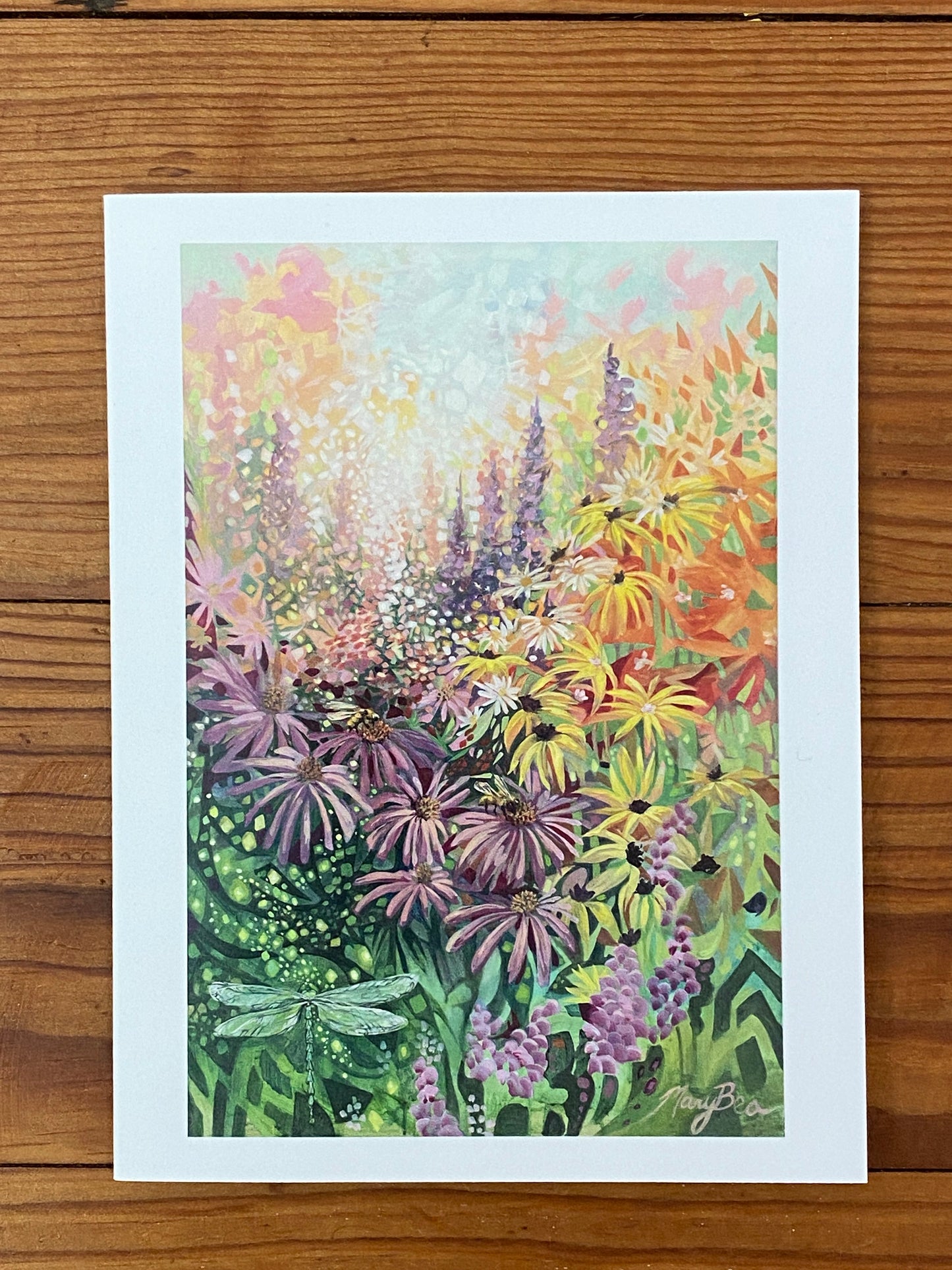 "Dragonfly Flower Garden" Notecard