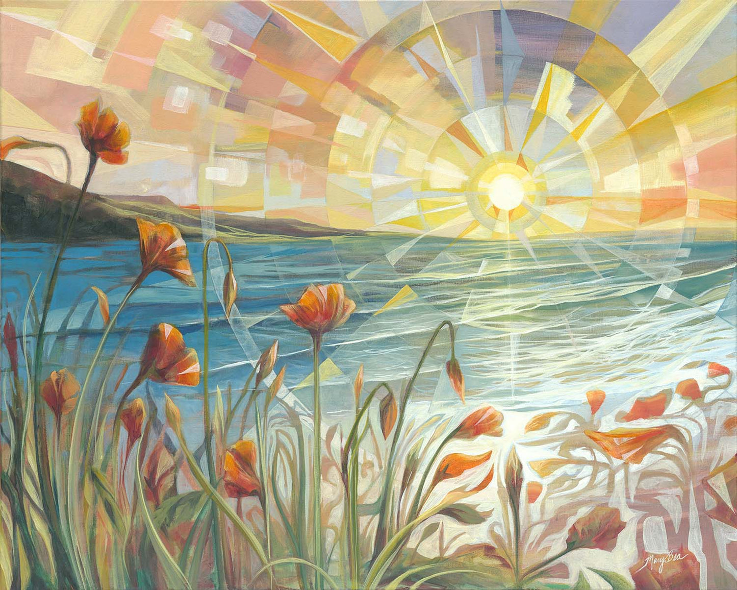 'Poppy Sunset' Giclee Canvas Reproduction