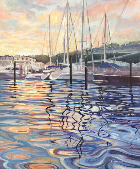 'Mackinac Marina' Giclee Canvas Reproduction