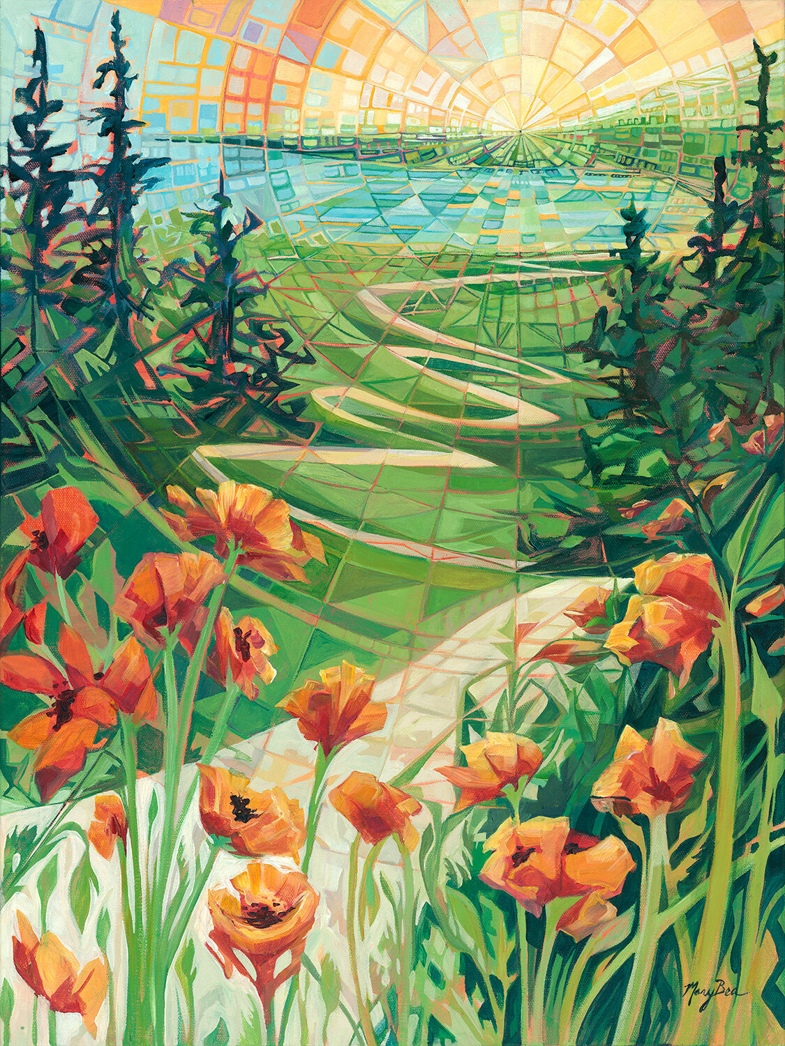 'Poppy Path' Giclee Canvas Reproduction