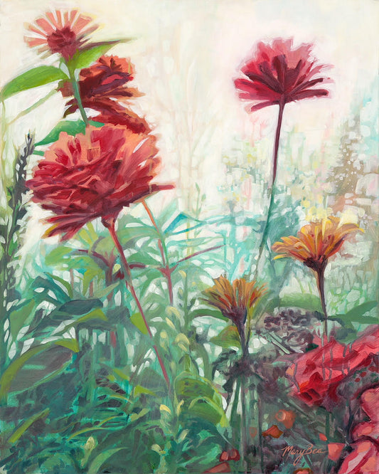 'Zinnia Garden' Giclee Canvas Reproduction
