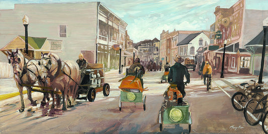 'Work Trucks' Giclee Canvas Reproduction